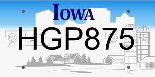 HGP875 Iowa License Plate