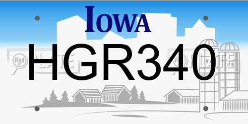 HGR340 Iowa License Plate