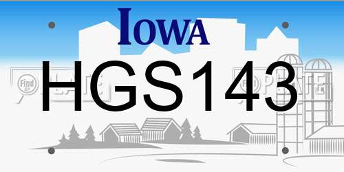 HGS143 Iowa License Plate
