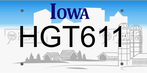 HGT611 Iowa License Plate