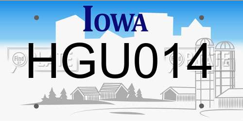 HGU014 Iowa License Plate