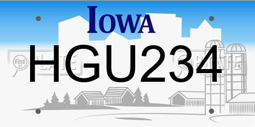 HGU234 Iowa License Plate