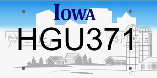 HGU371 Iowa License Plate