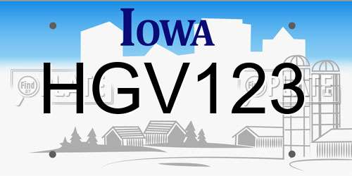 HGV123 Iowa License Plate