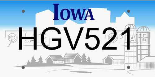 HGV521 Iowa License Plate