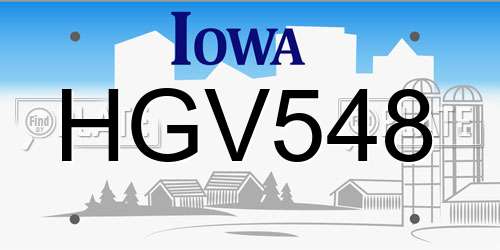 HGV548 Iowa License Plate