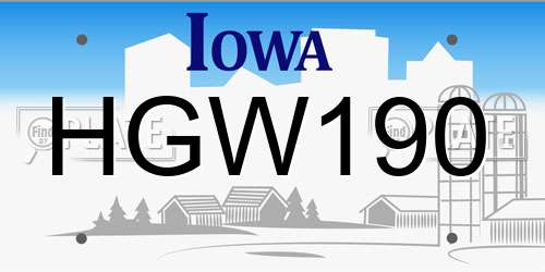 HGW190 Iowa License Plate