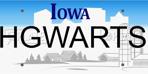 HGWARTS Iowa License Plate