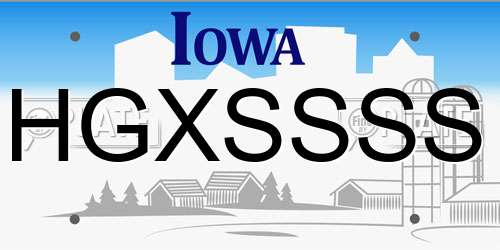 HGXSSSS Iowa License Plate