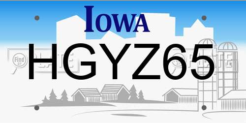 HGYZ65 Iowa License Plate