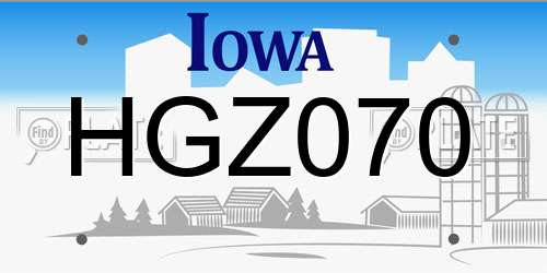 HGZ070 Iowa License Plate