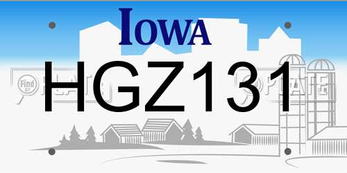 HGZ131 Iowa License Plate