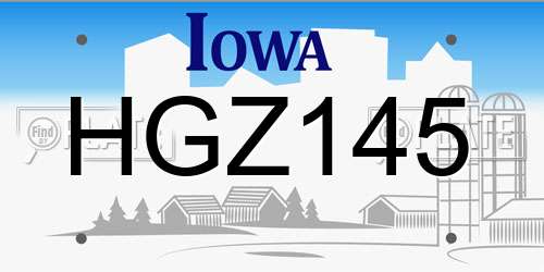 HGZ145 Iowa License Plate