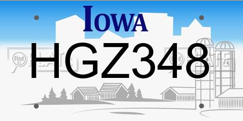 HGZ348 Iowa License Plate