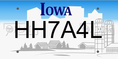 HH7A4L Iowa License Plate