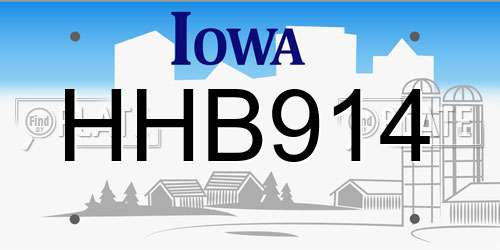 HHB914 Iowa License Plate