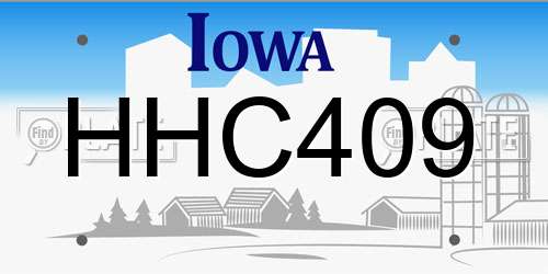 HHC409 Iowa License Plate