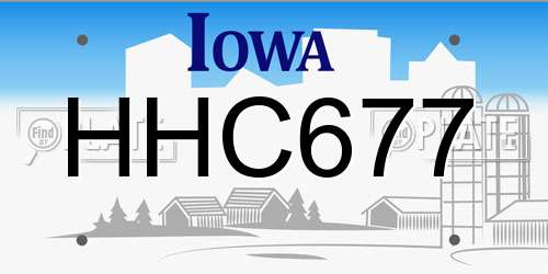 HHC677 Iowa License Plate