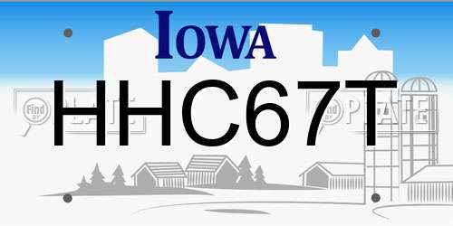 HHC67T Iowa License Plate