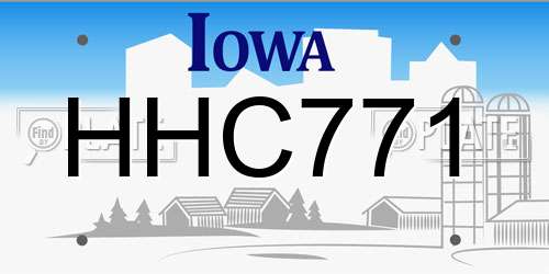 HHC771 Iowa License Plate
