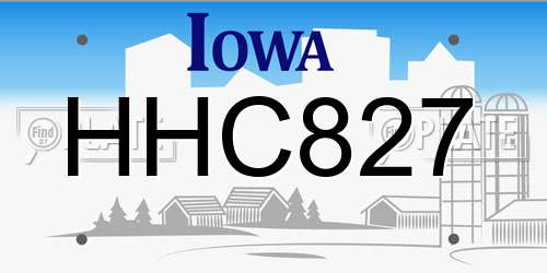 HHC827 Iowa License Plate