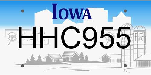 HHC955 Iowa License Plate
