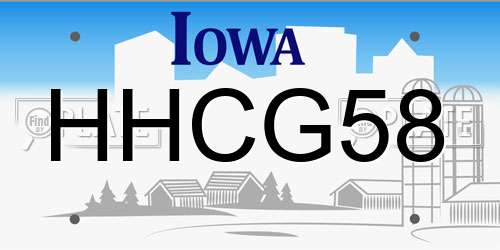 HHCG58 Iowa License Plate