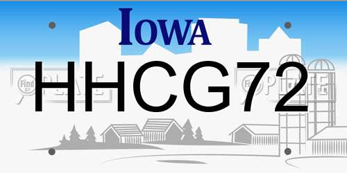 HHCG72 Iowa License Plate