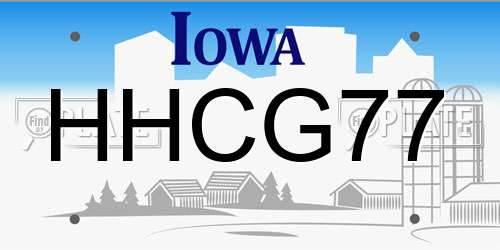 HHCG77 Iowa License Plate