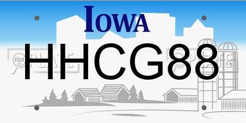 HHCG88 Iowa License Plate