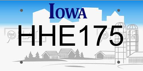HHE175 Iowa License Plate