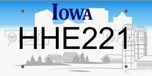 HHE221 Iowa License Plate