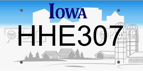 HHE307 Iowa License Plate