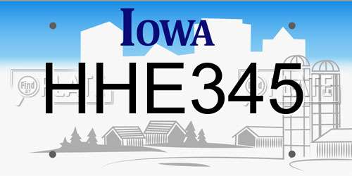 HHE345 Iowa License Plate