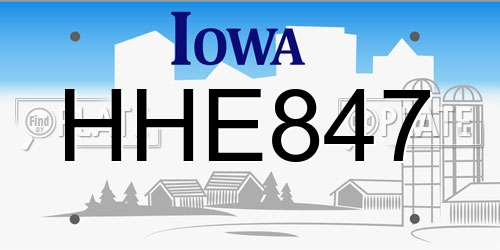 HHE847 Iowa License Plate