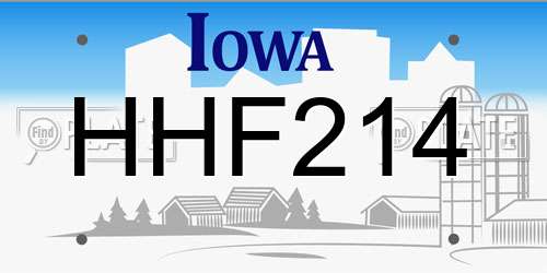 HHF214 Iowa License Plate
