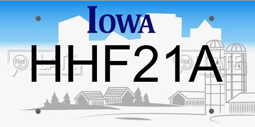 HHF21A Iowa License Plate