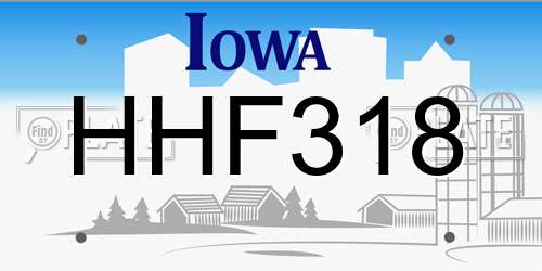 HHF318 Iowa License Plate