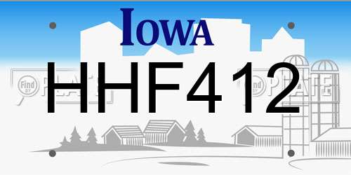 HHF412 Iowa License Plate