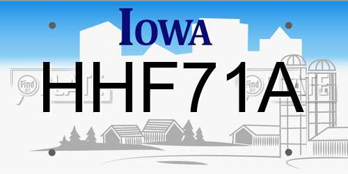 HHF71A Iowa License Plate