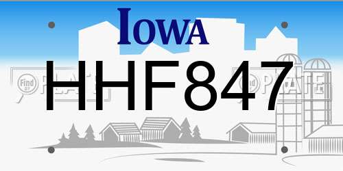 HHF847 Iowa License Plate