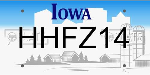 HHFZ14 Iowa License Plate