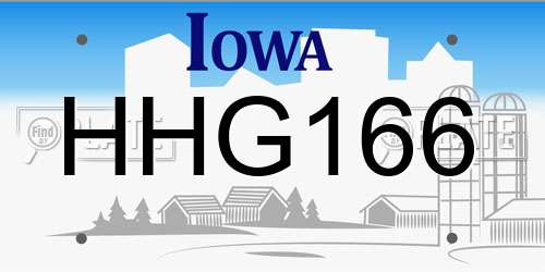 HHG166 Iowa License Plate