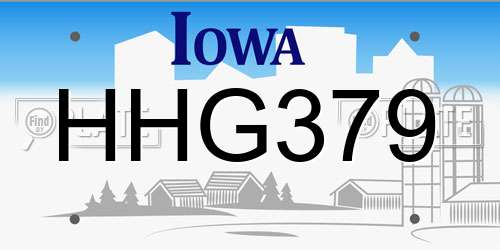 HHG379 Iowa License Plate