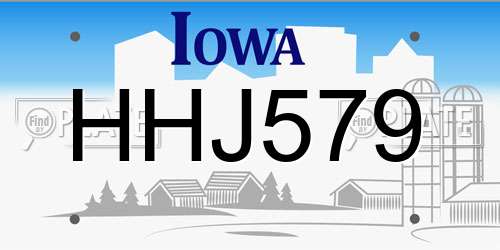 HHJ579 Iowa License Plate