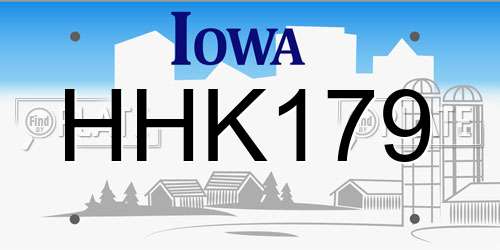 HHK179 Iowa License Plate