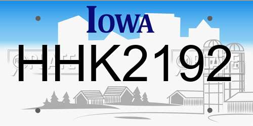 HHK2192 Iowa License Plate