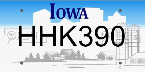 HHK390 Iowa License Plate