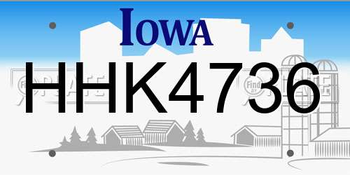HHK4736 Iowa License Plate