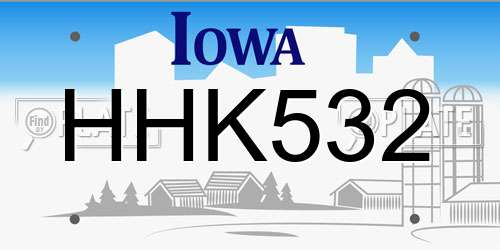 HHK532 Iowa License Plate